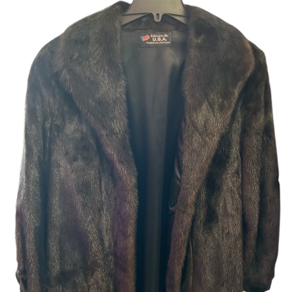 Vintage 1990s Elegant Black Real Mink 3/4 Fur Coat-XL / clasp closure. - Picture 9 of 9